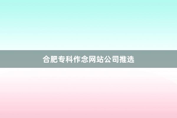 合肥专科作念网站公司推选