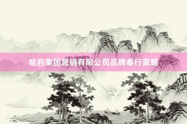 哈药集团营销有限公司品牌奉行策略